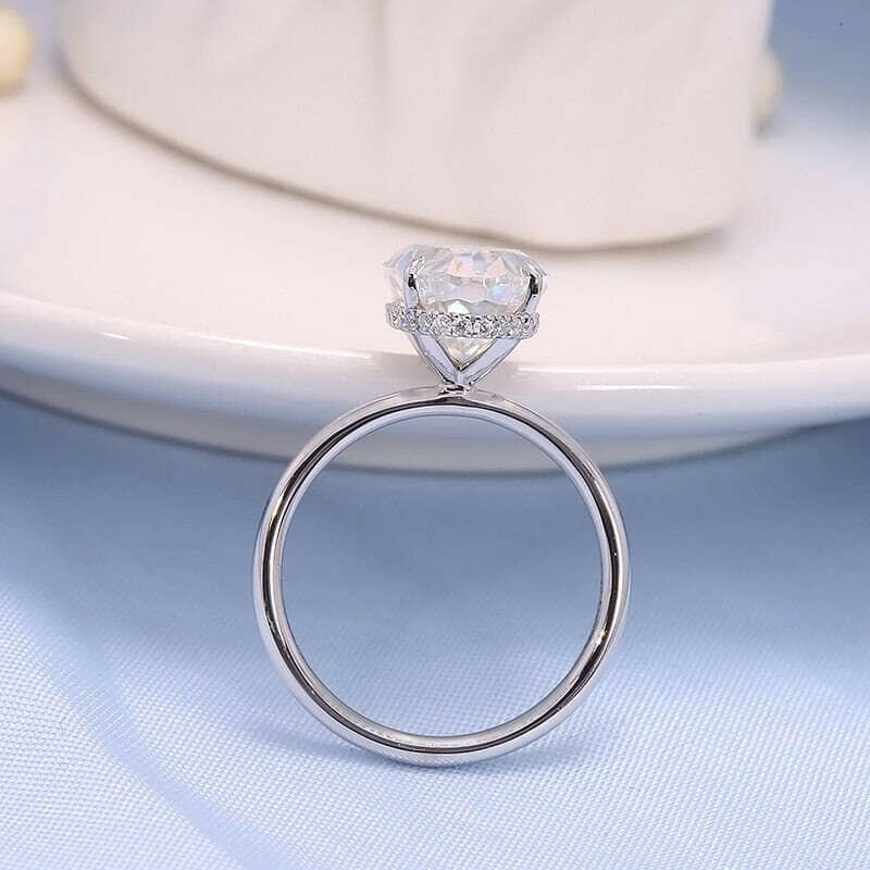 18k White Gold 7.0 Ct Oval Diamond Hidden Halo Engagement Ring-Evani Naomi Jewelry