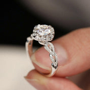 18k White Gold Antique Round Cut Diamond Engagement Ring-Evani Naomi Jewelry