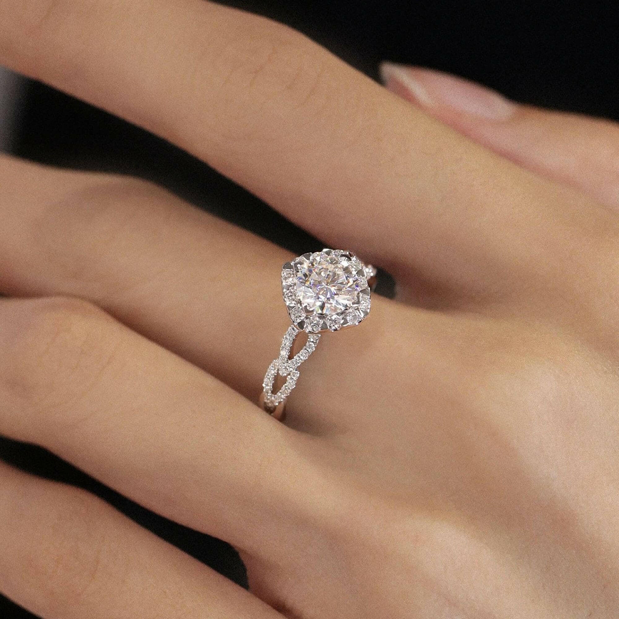 18k White Gold Antique Round Cut Diamond Engagement Ring-Evani Naomi Jewelry