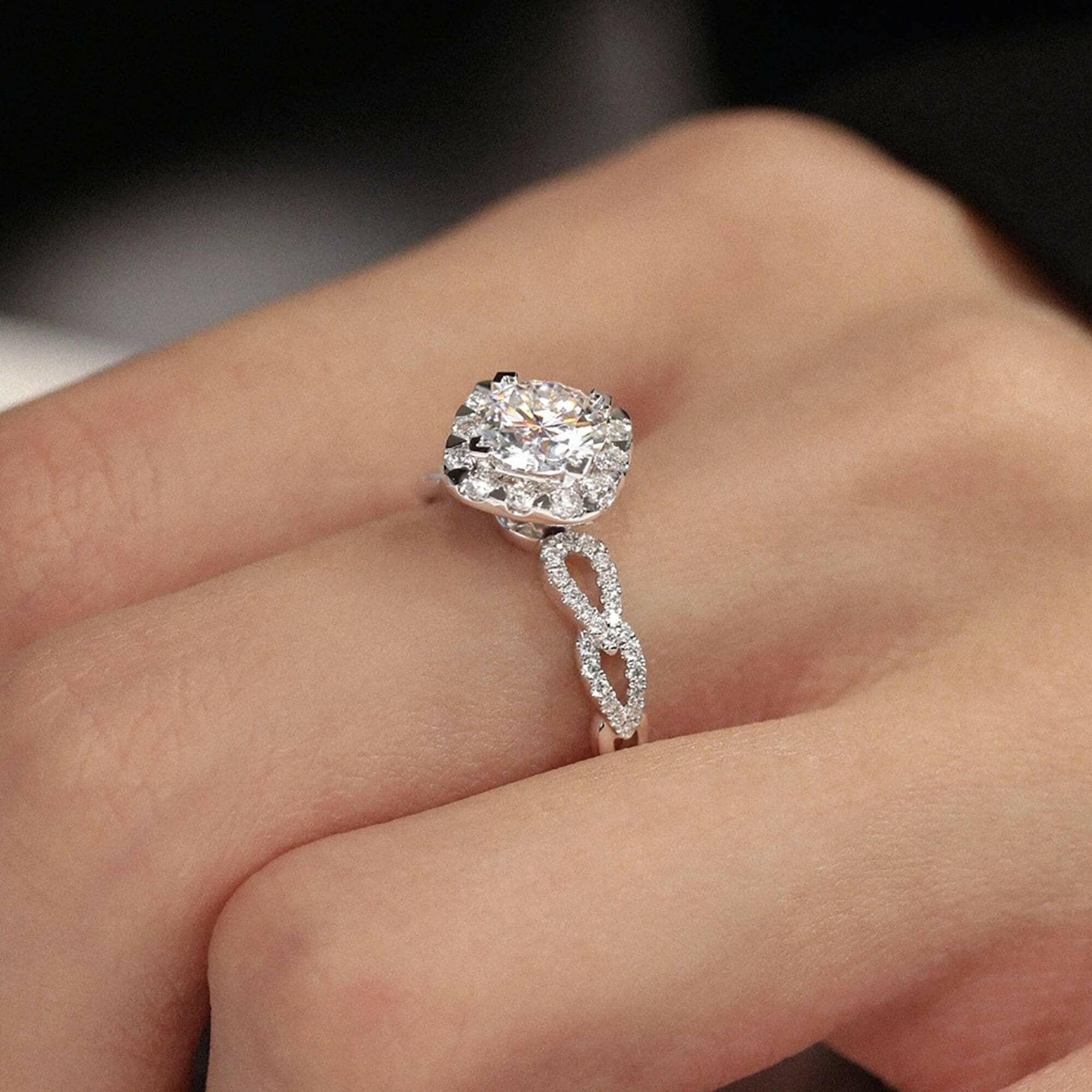 18k White Gold Antique Round Cut Diamond Engagement Ring-Evani Naomi Jewelry