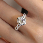 18k White Gold Antique Round Cut Diamond Engagement Ring-Evani Naomi Jewelry