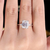 18k White Gold Emerald Cut Diamond Hidden Halo Engagement Ring-Evani Naomi Jewelry