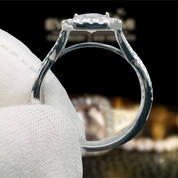 18k White Gold Princess Cut Diamond Halo Engagement Ring-Evani Naomi Jewelry