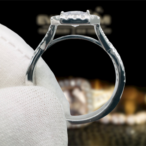 18k White Gold Princess Cut Diamond Halo Engagement Ring-Evani Naomi Jewelry