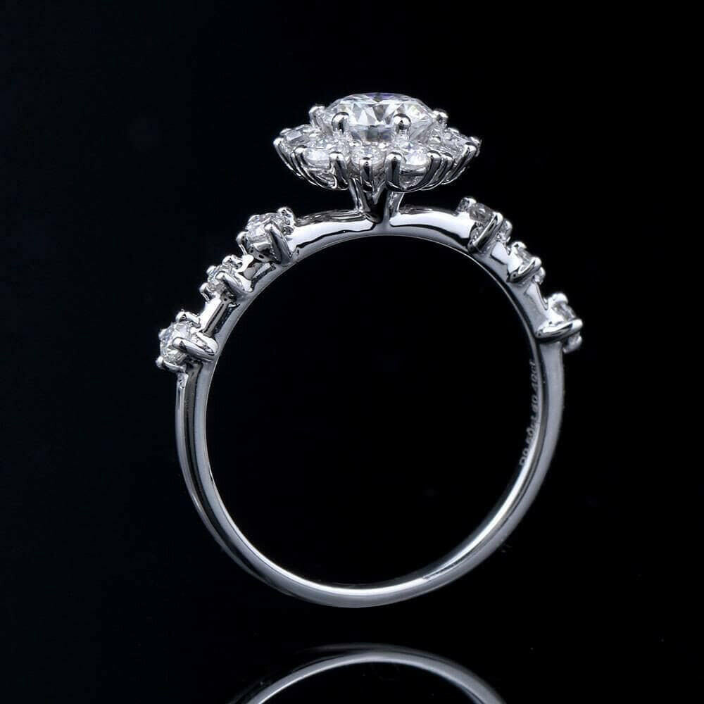 18k White Gold Round Cut Diamond Engagement Ring-Evani Naomi Jewelry