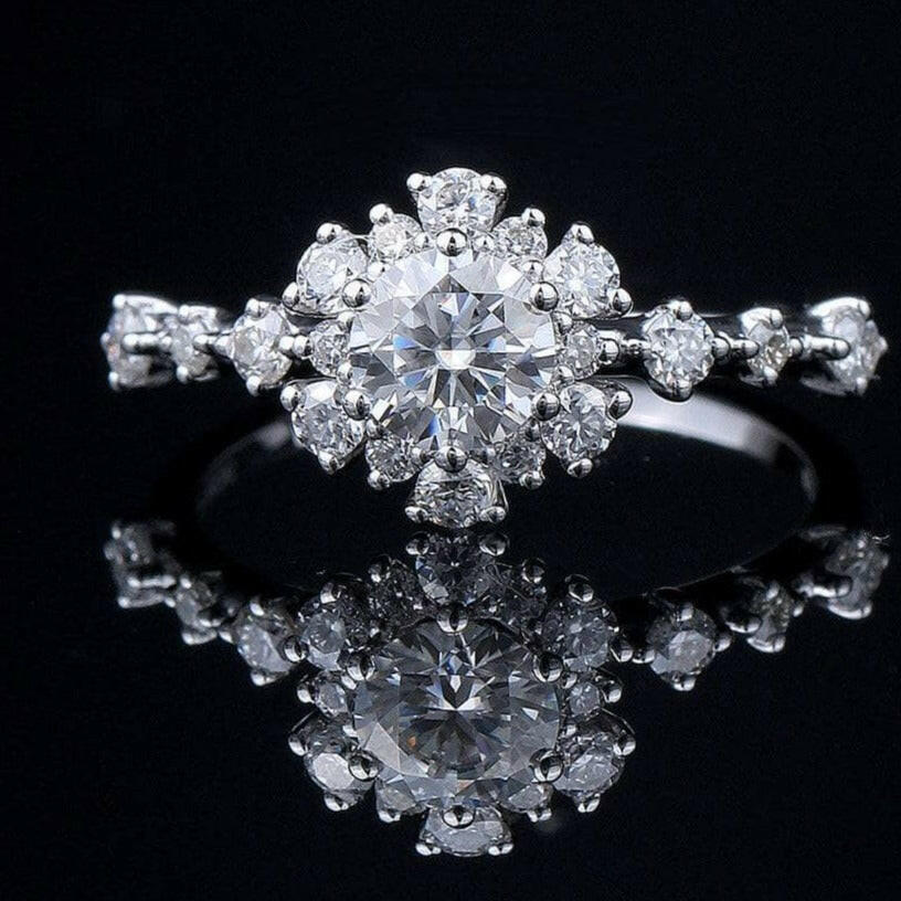 18k White Gold Round Cut Diamond Engagement Ring-Evani Naomi Jewelry