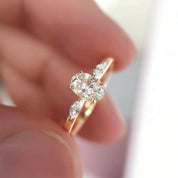 18k Yellow Gold Three Stone Diamond Engagement Ring-Evani Naomi Jewelry