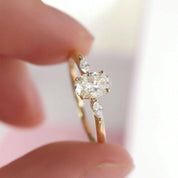 18k Yellow Gold Three Stone Diamond Engagement Ring-Evani Naomi Jewelry