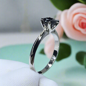 1.0 Ct Black Round Cut Diamond Engagement Ring-Evani Naomi Jewelry