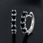 1.0 Ct Black Round Diamond Hoop Earrings-Evani Naomi Jewelry