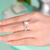 1.0 Ct Cushion Cut Diamond 18k Rose Gold Halo Engagement Ring-Evani Naomi Jewelry