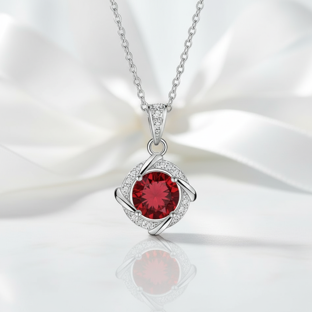 1.0 Ct Clavicle Ruby Pendant Necklace-Evani Jewelry