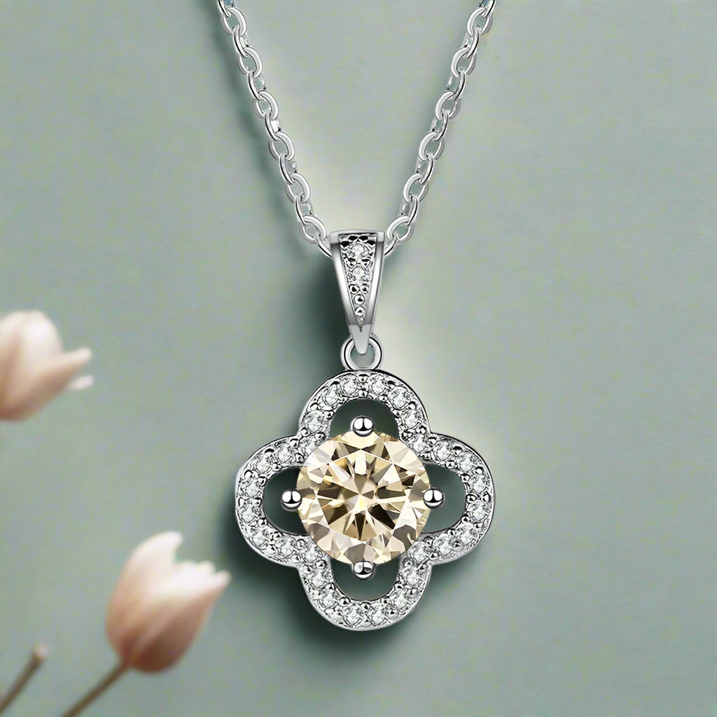 1.0 Ct Diamond Clover Pendant Necklace-Evani Naomi Jewelry