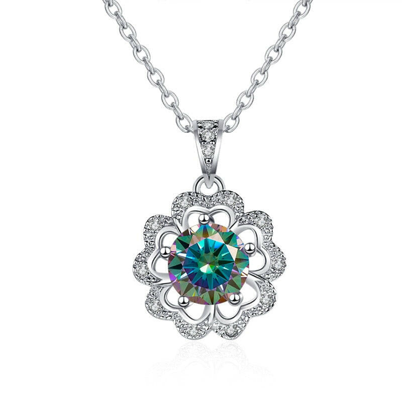1.0 Ct Diamond Flower Shaped Necklace-Evani Naomi Jewelry