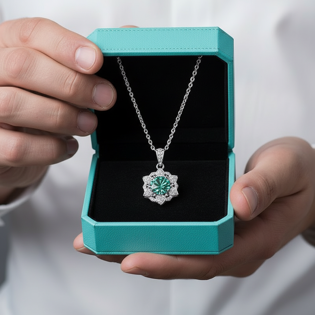 1.0 Ct Peridot Snowflake Pendant Necklace-Evani Jewelry