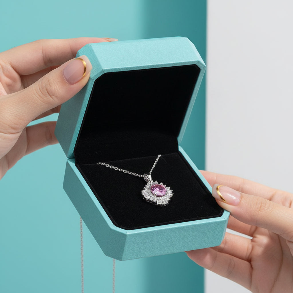 1.0 Ct Sunflower Tourmaline Birthstone Pendant Necklace-Evani Jewelry