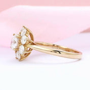 1.0 Ct Flower Shape Diamond Halo Engagement Ring-Evani Naomi Jewelry