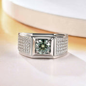1.0 Ct Green Round Diamond Iced Out Men's Wedding Ring-Evani Naomi Jewelry
