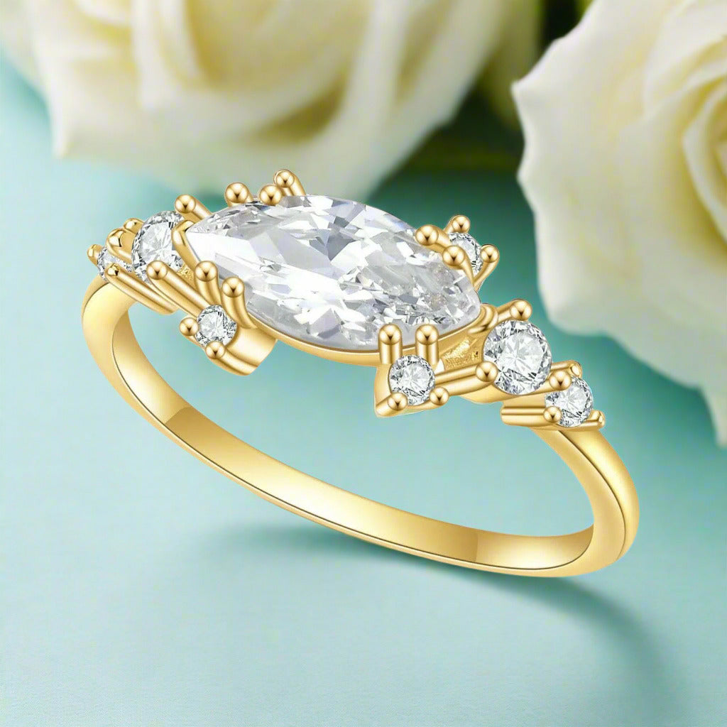 1.0 Ct Marquise Cut Diamond Classic 18k Gold Engagement Ring-Evani Naomi Jewelry