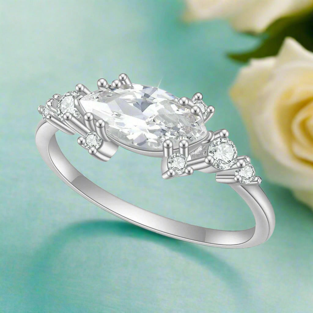 1.0 Ct Marquise Cut Diamond Classic 18k Gold Engagement Ring-Evani Naomi Jewelry