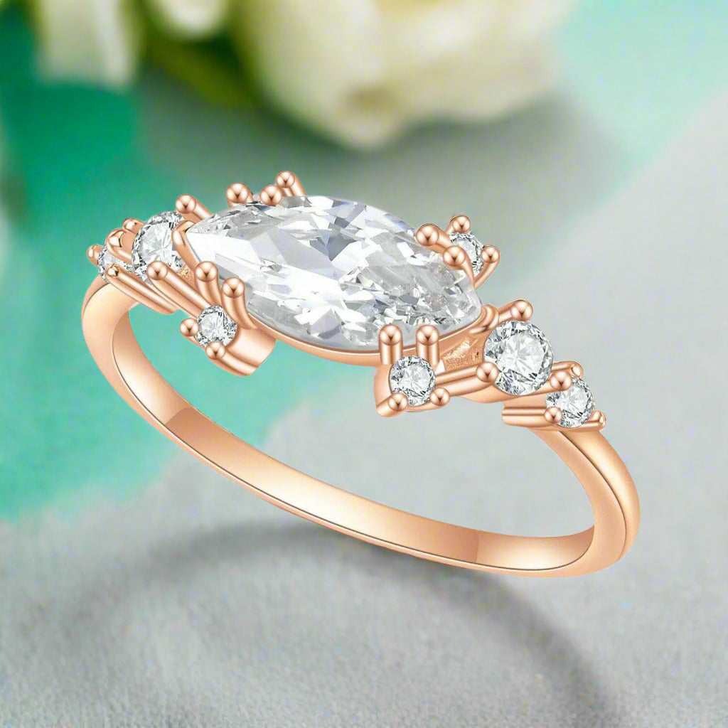 1.0 Ct Marquise Cut Diamond Classic 18k Gold Engagement Ring-Evani Naomi Jewelry