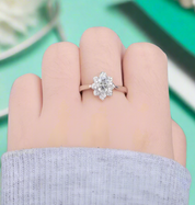 1.0 Ct Oval Cut Lotus Shaped Engagement Ring-Evani Naomi Jewelry