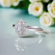 1.0 Ct Oval Cut Lotus Shaped Engagement Ring-Evani Naomi Jewelry