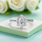 1.0 Ct Oval Cut Lotus Shaped Engagement Ring-Evani Naomi Jewelry