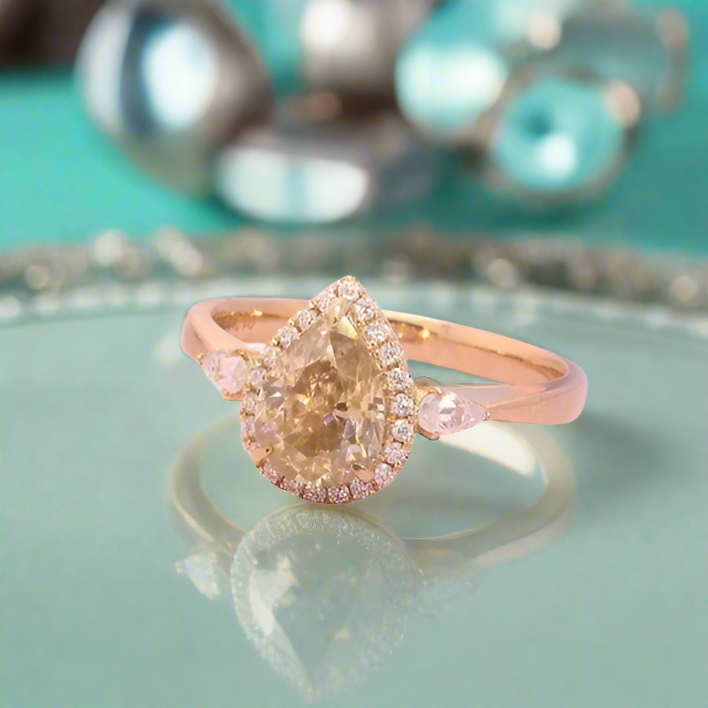 1.0 Ct Pear Cut Diamond Engagement Ring-Evani Naomi Jewelry