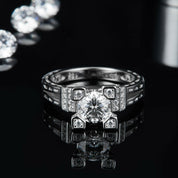 1.0 Ct Round & Baguette Diamond Engagement Ring-Evani Naomi Jewelry