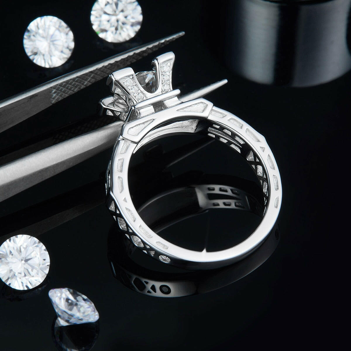 1.0 Ct Round & Baguette Diamond Engagement Ring-Evani Naomi Jewelry