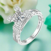 1.0 Ct Round & Baguette Diamond Engagement Ring-Evani Naomi Jewelry