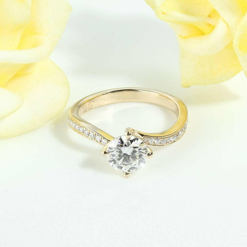 1.0 Ct Round Cut Diamond 14K Yellow Gold Engagement Ring-Evani Naomi Jewelry