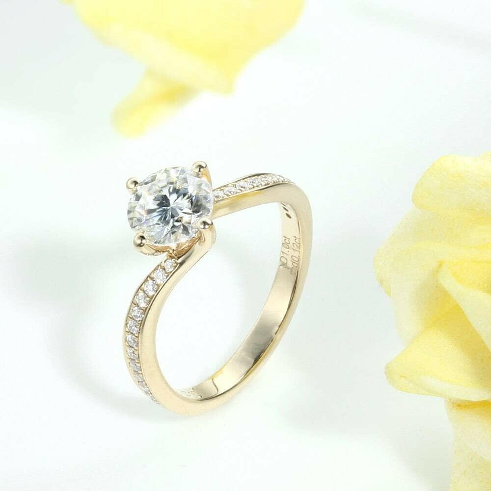 1.0 Ct Round Cut Diamond 14K Yellow Gold Engagement Ring-Evani Naomi Jewelry