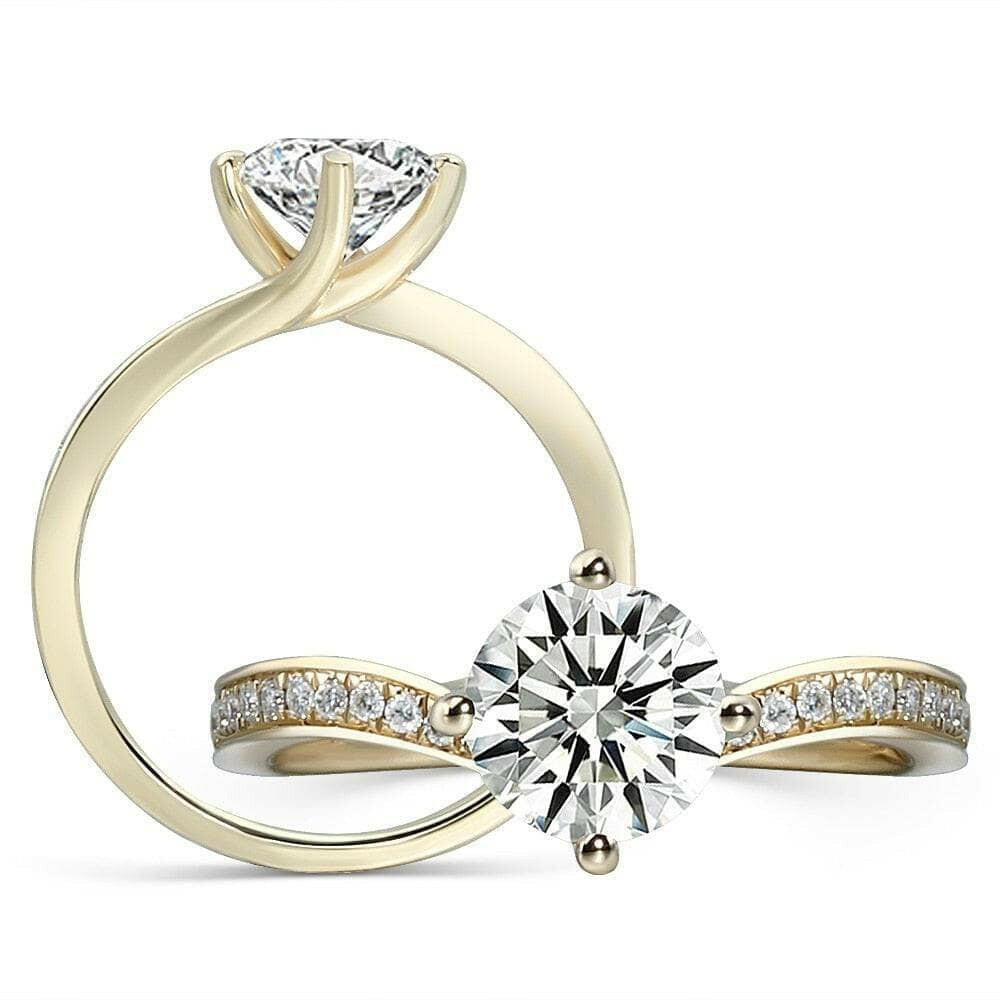 1.0 Ct Round Cut Diamond 14K Yellow Gold Engagement Ring-Evani Naomi Jewelry