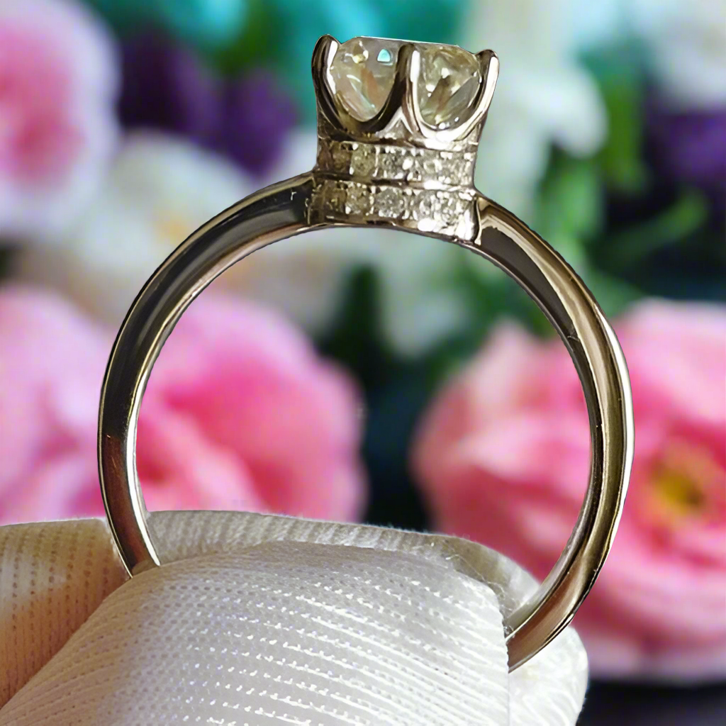 1.0 Ct Round Cut Diamond Crown Design Engagement Ring-Evani Naomi Jewelry