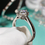 1.0 Ct Round Cut Diamond Engagement Ring with Heart Claws-Evani Naomi Jewelry