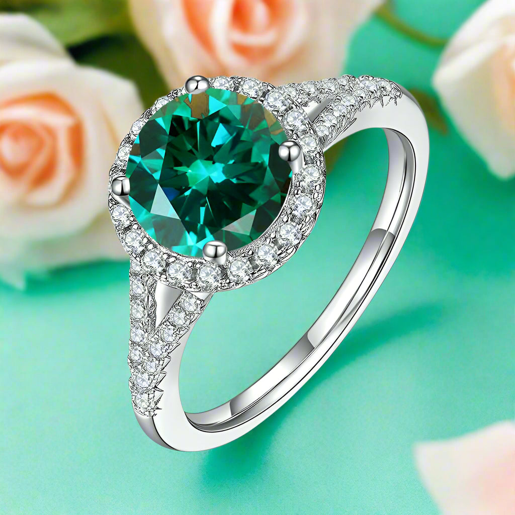 1.0 Ct Round Cut Diamond Halo Engagement Ring-Evani Naomi Jewelry