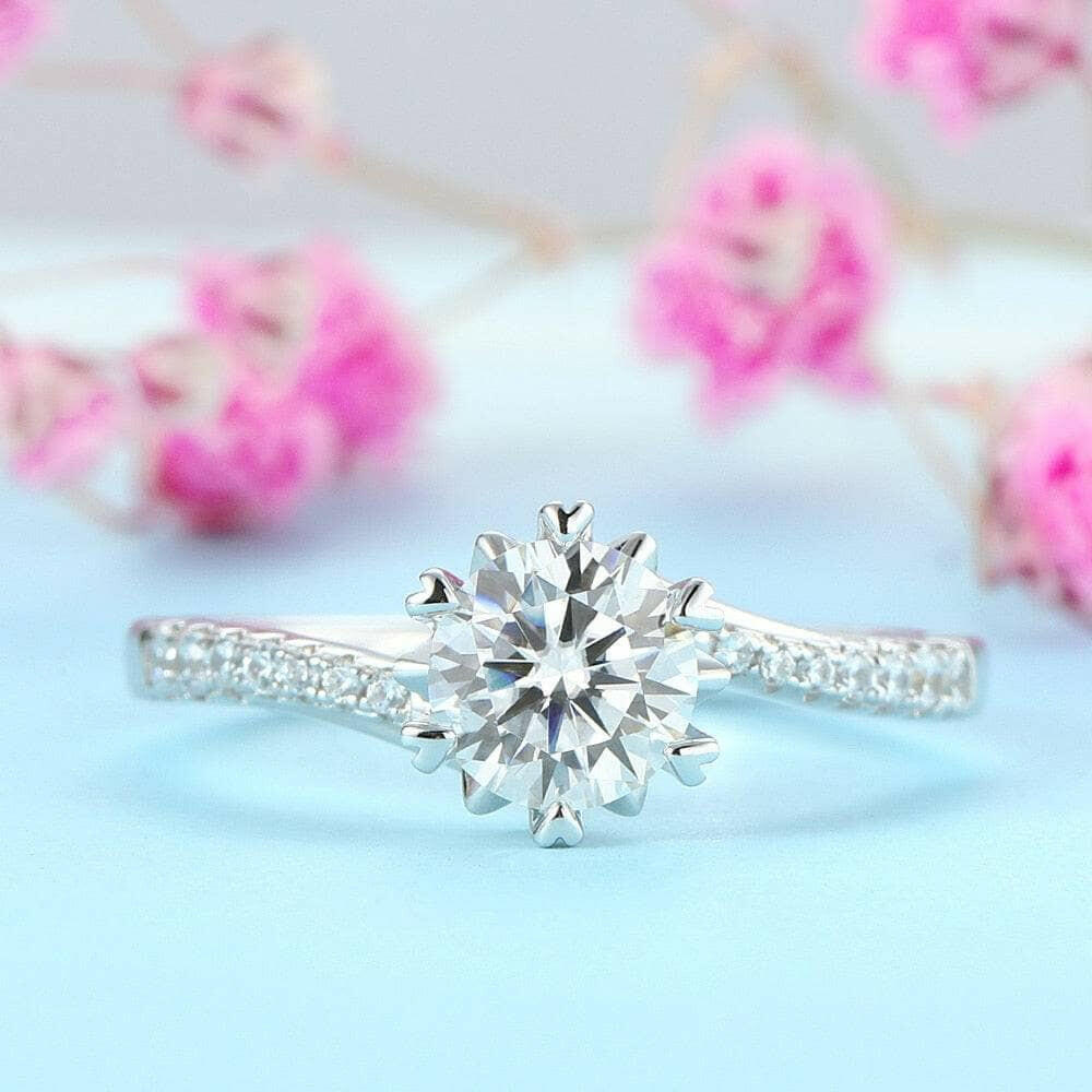 1.0 Ct Round Cut Diamond Heart Prong Engagement Ring-Evani Naomi Jewelry