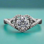 1.0 Ct Round Cut Diamond Heart Style Engagement Ring-Evani Naomi Jewelry
