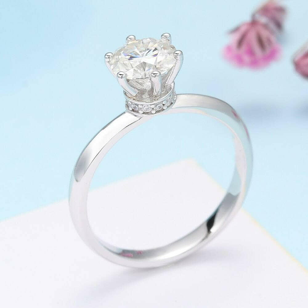 1.0 Ct Round Cut Diamond Hidden Halo Engagement Ring-Evani Naomi Jewelry