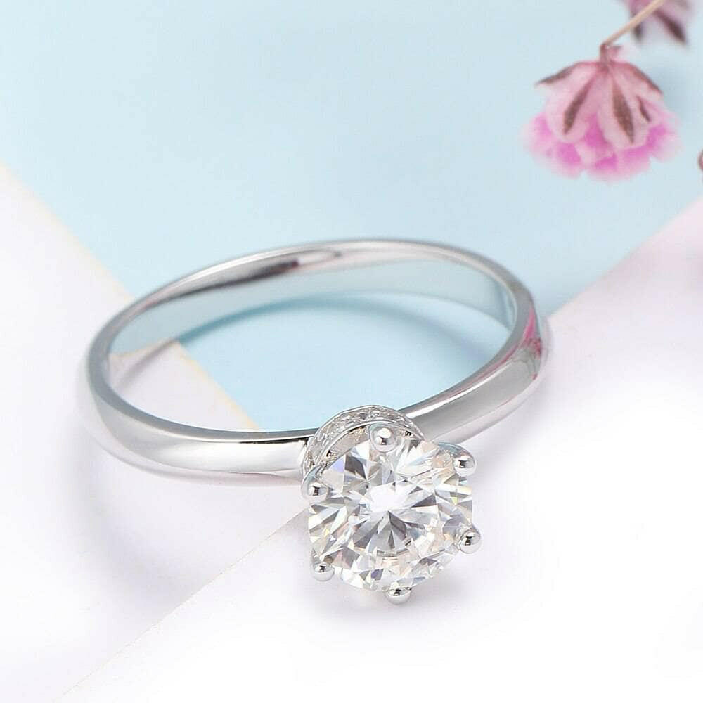 1.0 Ct Round Cut Diamond Hidden Halo Engagement Ring-Evani Naomi Jewelry