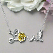 1.0 Ct Round Cut Diamond Love Necklace-Evani Naomi Jewelry