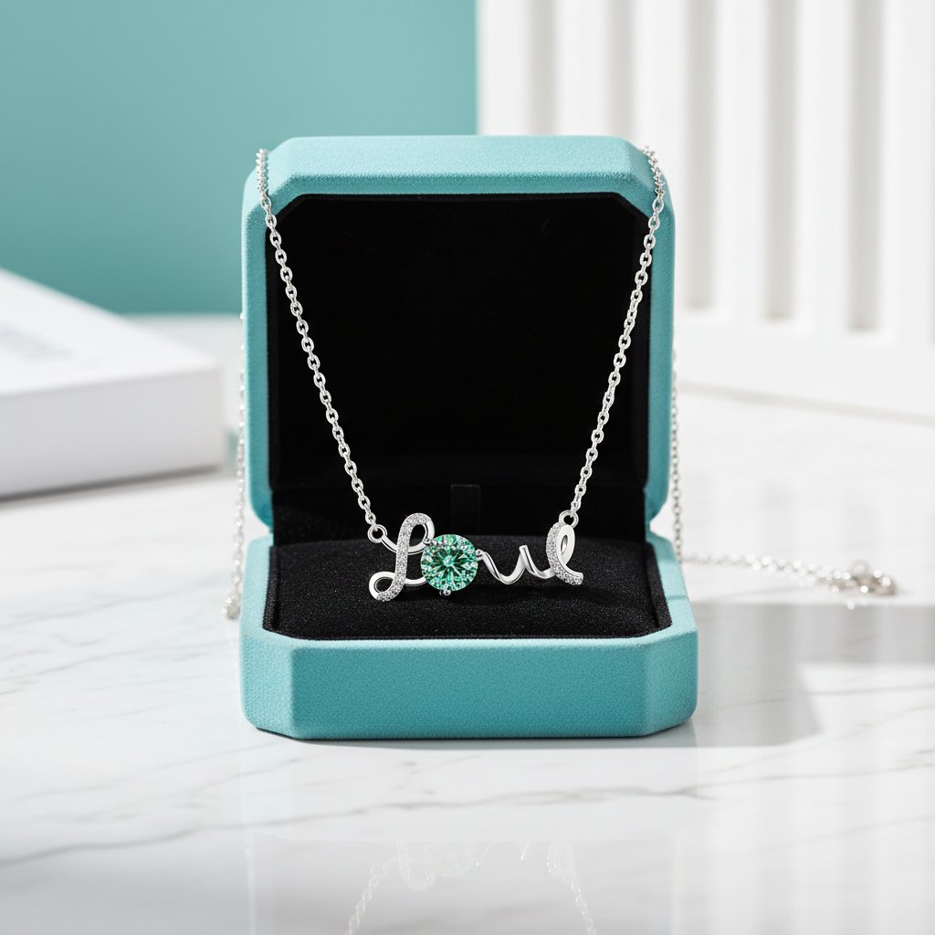 1.0 Ct Round Cut Peridot Love Necklace-Evani Jewelry