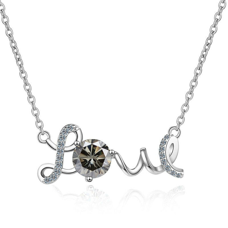 1.0 Ct Round Cut Diamond Love Necklace-Evani Naomi Jewelry