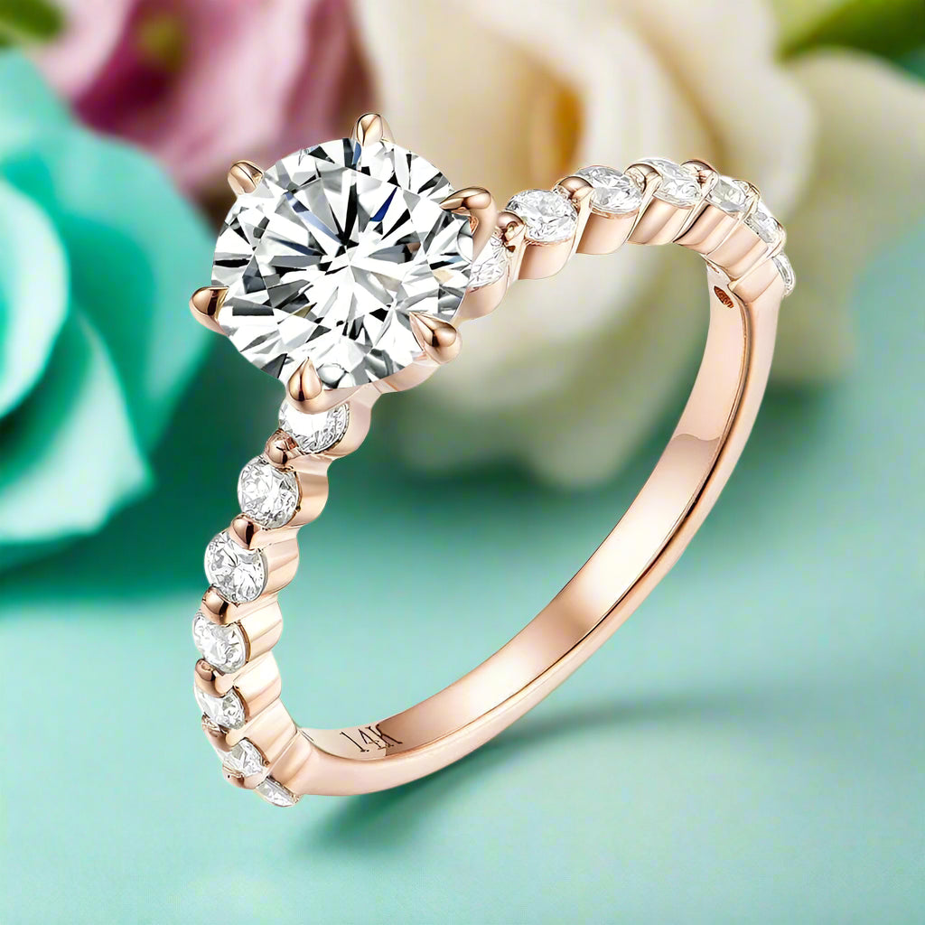 1.0 Ct Round Cut Diamond Rose Gold Engagement Ring-Evani Naomi Jewelry