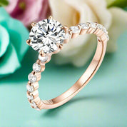 1.0 Ct Round Cut Diamond Rose Gold Engagement Ring-Evani Naomi Jewelry