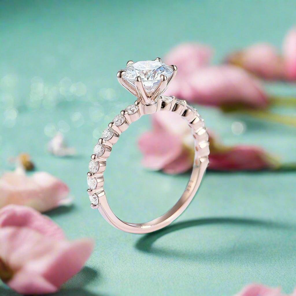 1.0 Ct Round Cut Diamond Rose Gold Engagement Ring-Evani Naomi Jewelry