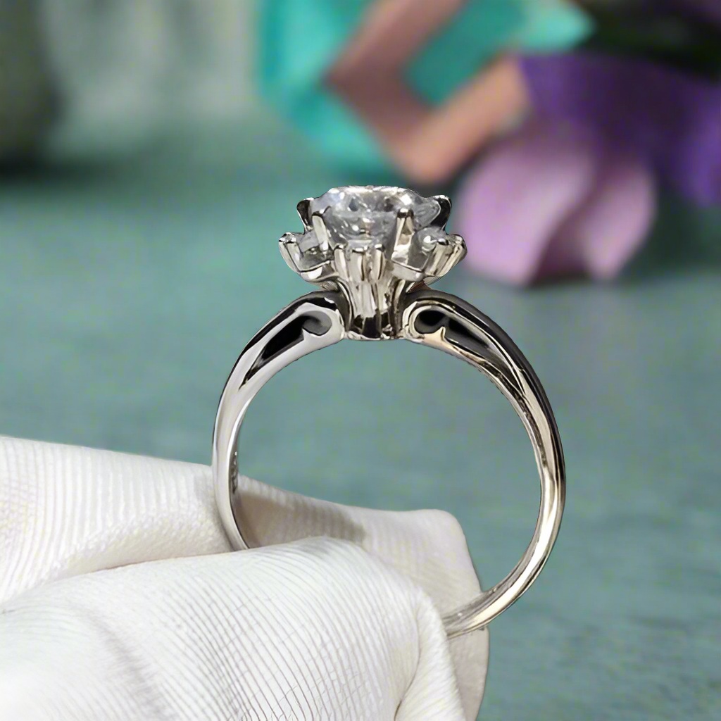 1.0 Ct Round Cut Diamond Snowflake Engagement Ring-Evani Naomi Jewelry