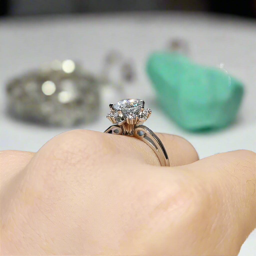 1.0 Ct Round Cut Diamond Snowflake Engagement Ring-Evani Naomi Jewelry